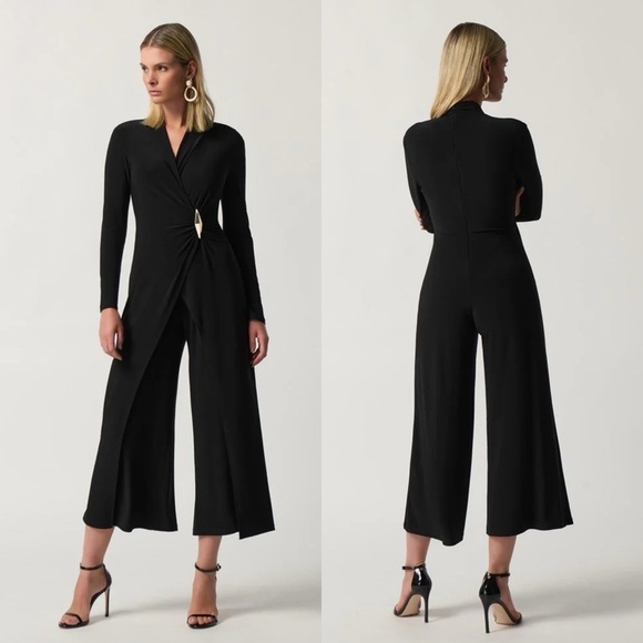 NWT Joseph Ribkoff Black Wrap Culotte Jumpsuit - Picture 1 of 15